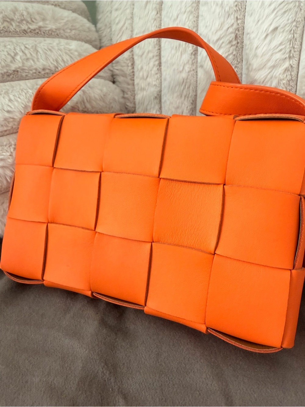 Bottega Veneta Orange Woven Intrecciato Crossbody Shoulder Bag - Picture 12 of 13